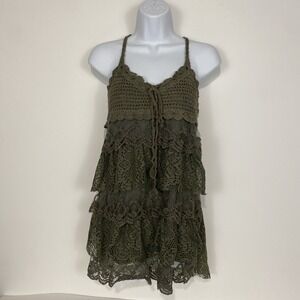 NWT Rue 21 Women's Large Green Tiered Lace Tank Top‎ - Summer Spaghetti Straps